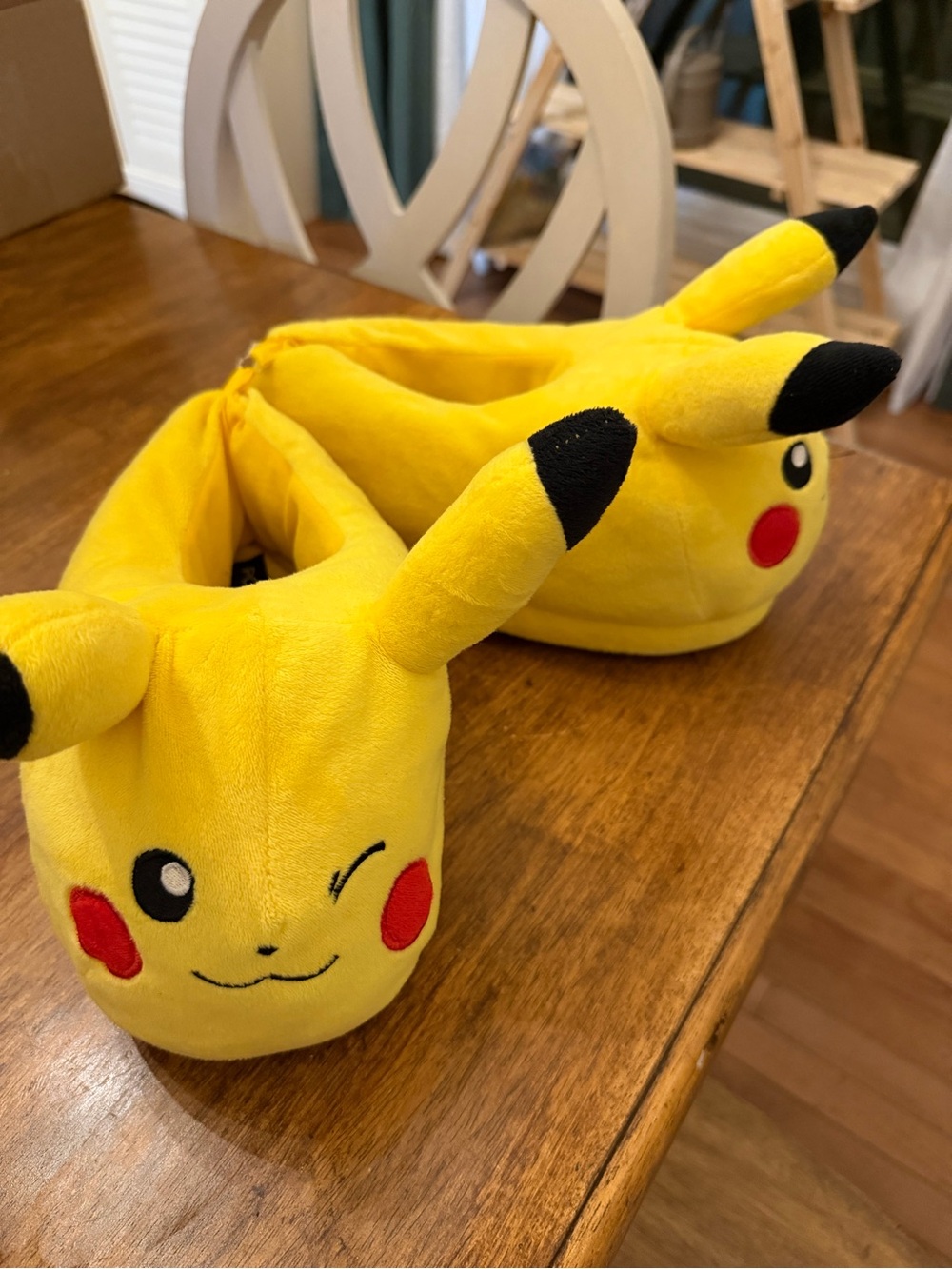 Kids Yellow Pikachu One-Piece Plush Slippers NWOT